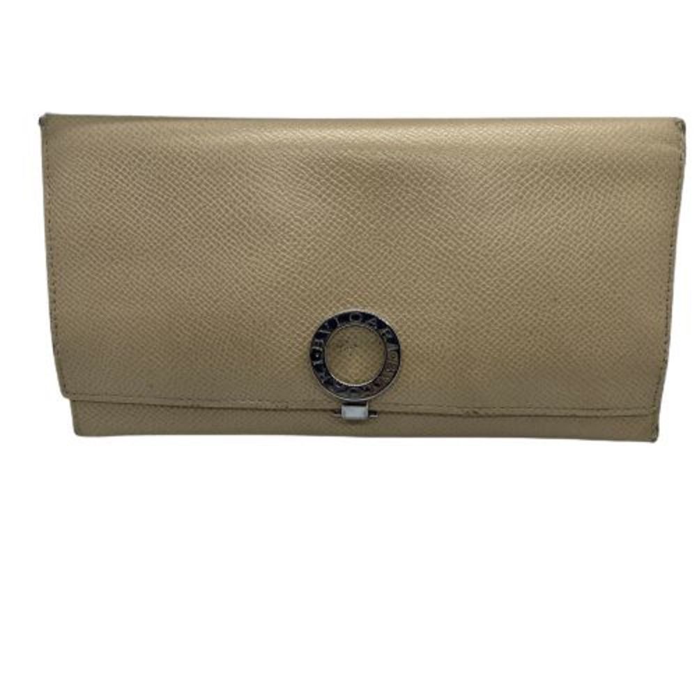 Authentic Bvlgari Tan Textured Leather Long Bifold Wallet